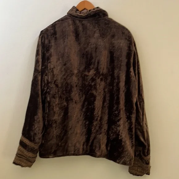 Cold water Creek Brown Crushed Velvet Jacket Size L - Picture 5 of 6